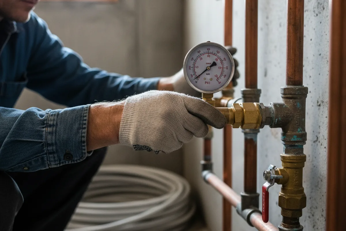 Pressure testing a repaired line during Water Line Repair in Plant City